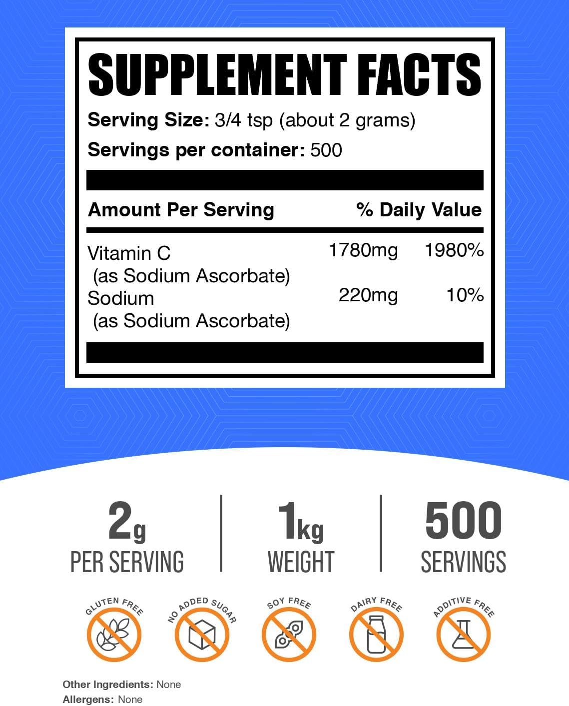 Sodium Ascorbate Powder - Buffered Vitamin C, 1 kg - görsel 2