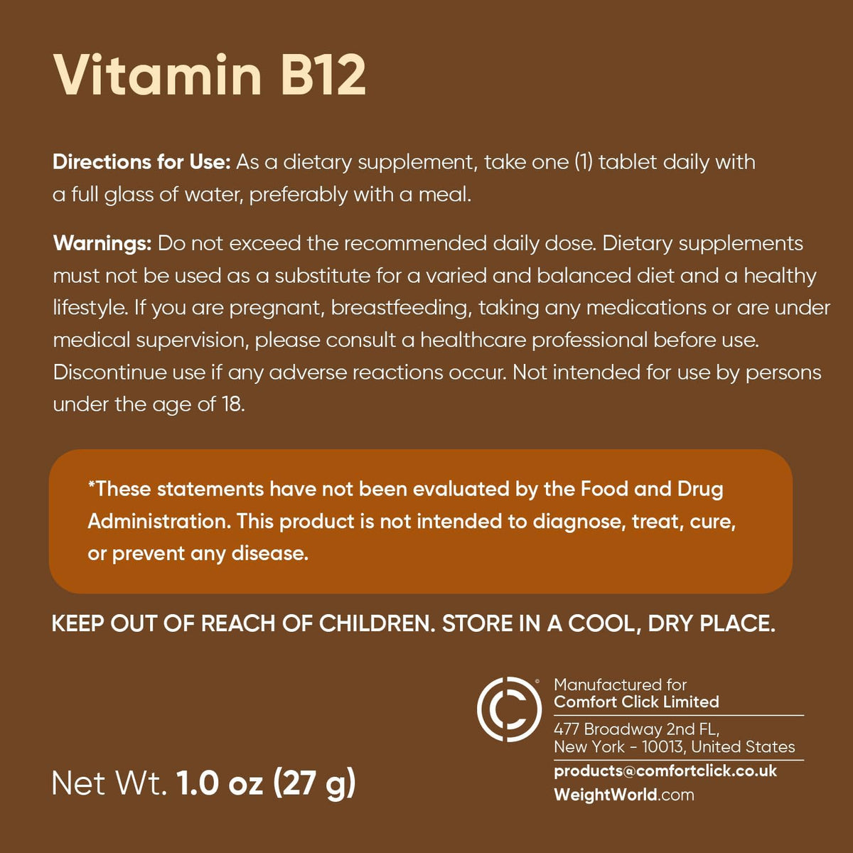 WeightWorld Vitamin B12 5000mcg Methylcobalamin – 180 Tablets (6-Month Supply) - görsel 7