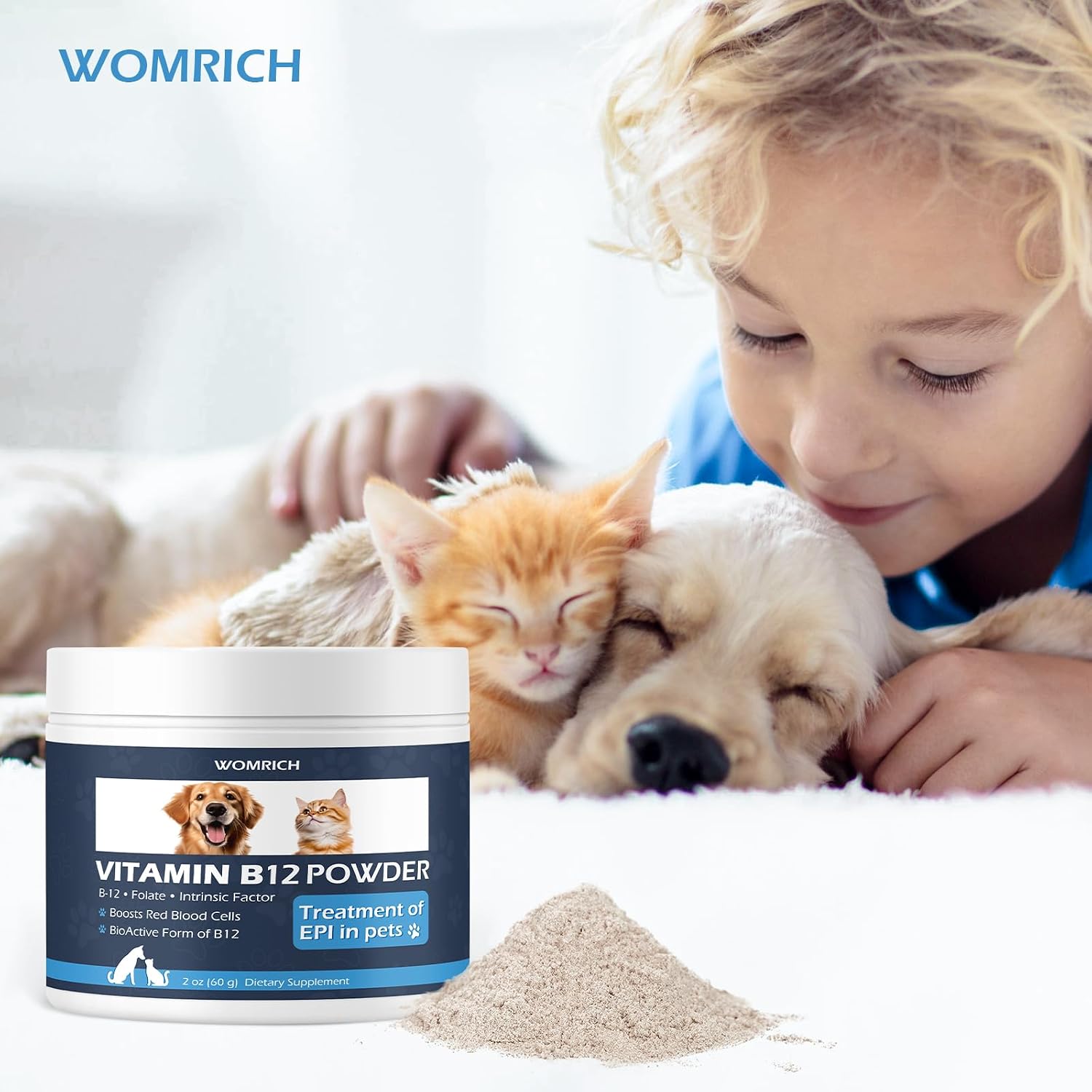 WOMRICH Appetite Support Vitamin for Cats & Dogs - Methylcobalamin B12 Powder with Folate and Intrinsic Factor - görsel 6