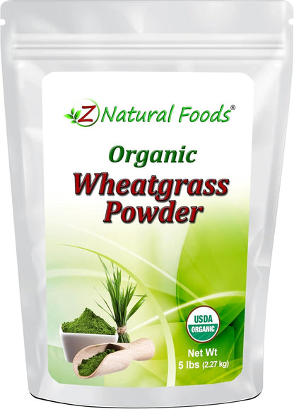 Z Natural Foods Organic Wheatgrass Powder - Green Superfood, 454 g (87 Servings)