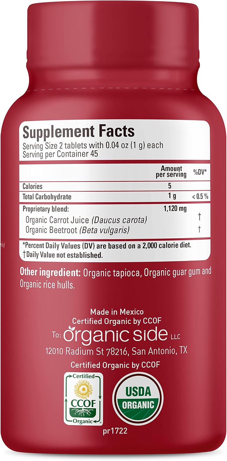 OS Organic Side Beetroot & Carrot Tablets - 100% Pure Organic, 90 Tablets - görsel 2