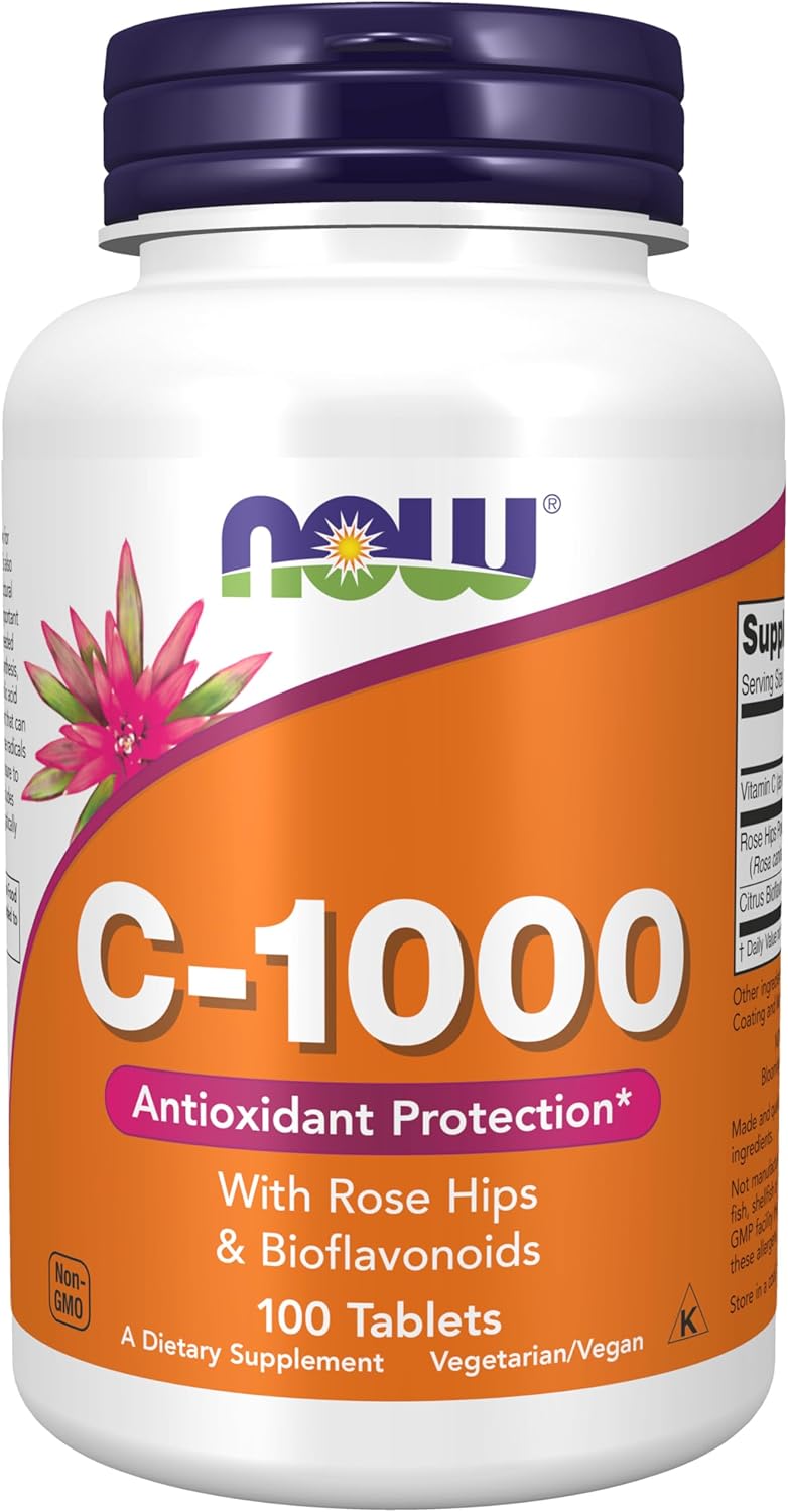 NOW Foods Vitamin C-1000 with Rose Hips and Bioflavonoids, 100 Tablets - görsel 1