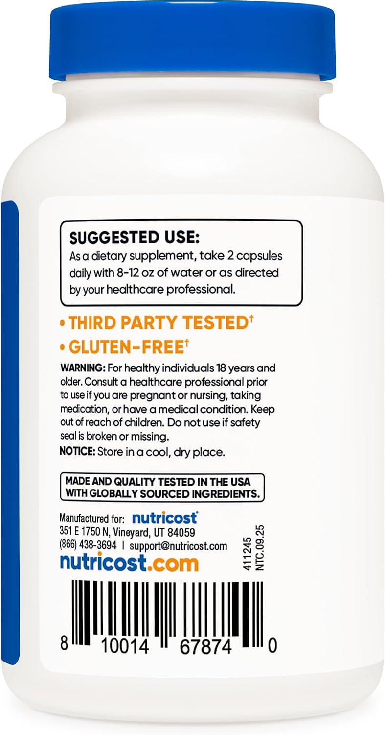 Nutricost Keratin Hydrolysed Peptide Capsules - 500mg, 120 Capsules (60 Servings) - Non-GMO, Gluten-Free - görsel 4
