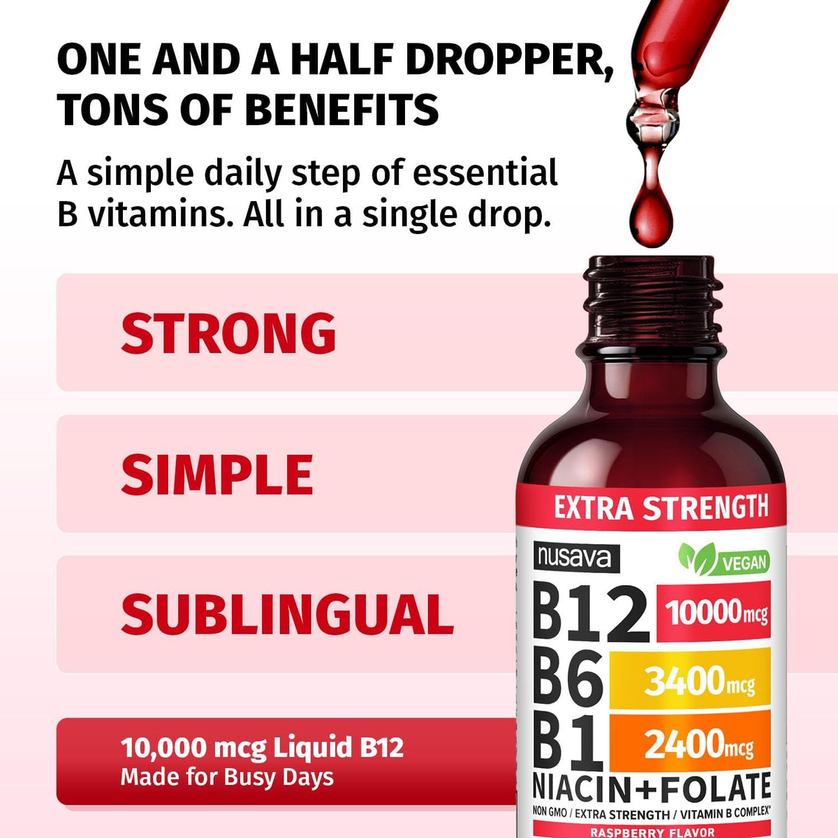 (2 Pack) Extra Strength Liquid Vitamin B12 Sublingual Vitamin B Complex - B12 Drops 10000mcg - Methylcobalamin for Energy, – Image 3