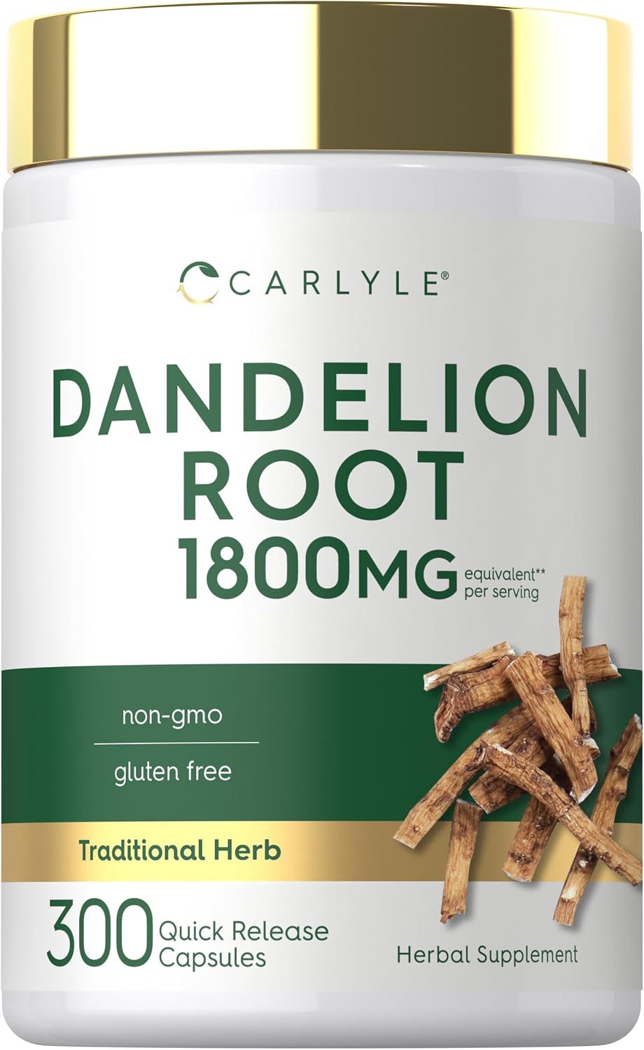 Carlyle Dandelion Root Extract | 300 Capsules | Herbal Supplement | Taraxacum Officinale | Non-GMO and Gluten-free - görsel 1