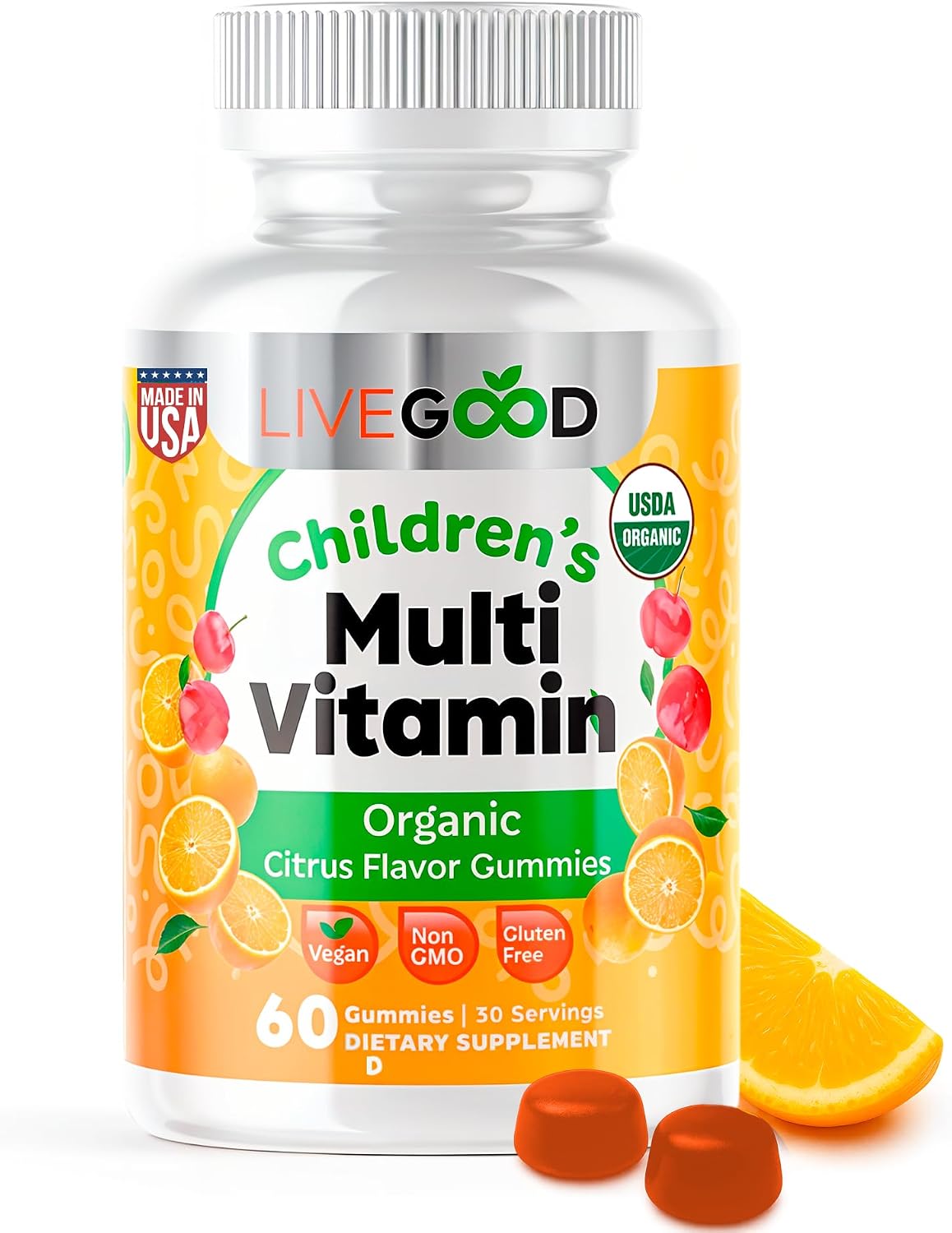 LIVEGOOD Organic Children’s Multivitamin Gummies – Kids Multivitamin with Vitamin D for Immune Support, Growth & Energy (60 Gummies) - görsel 1