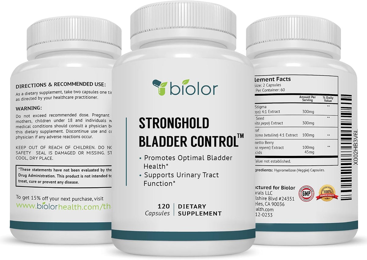 Biolor Stronghold Bladder Control – Supports Normal Urinary Function – 120 Capsules - görsel 5