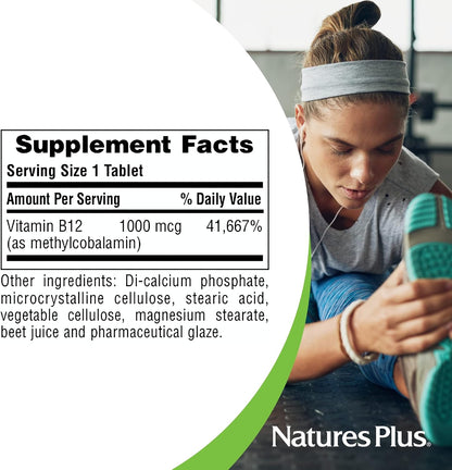 Nature's Plus Vitamin B12 1000 mcg – 90 Tablets – Methylcobalamin – Energy Support