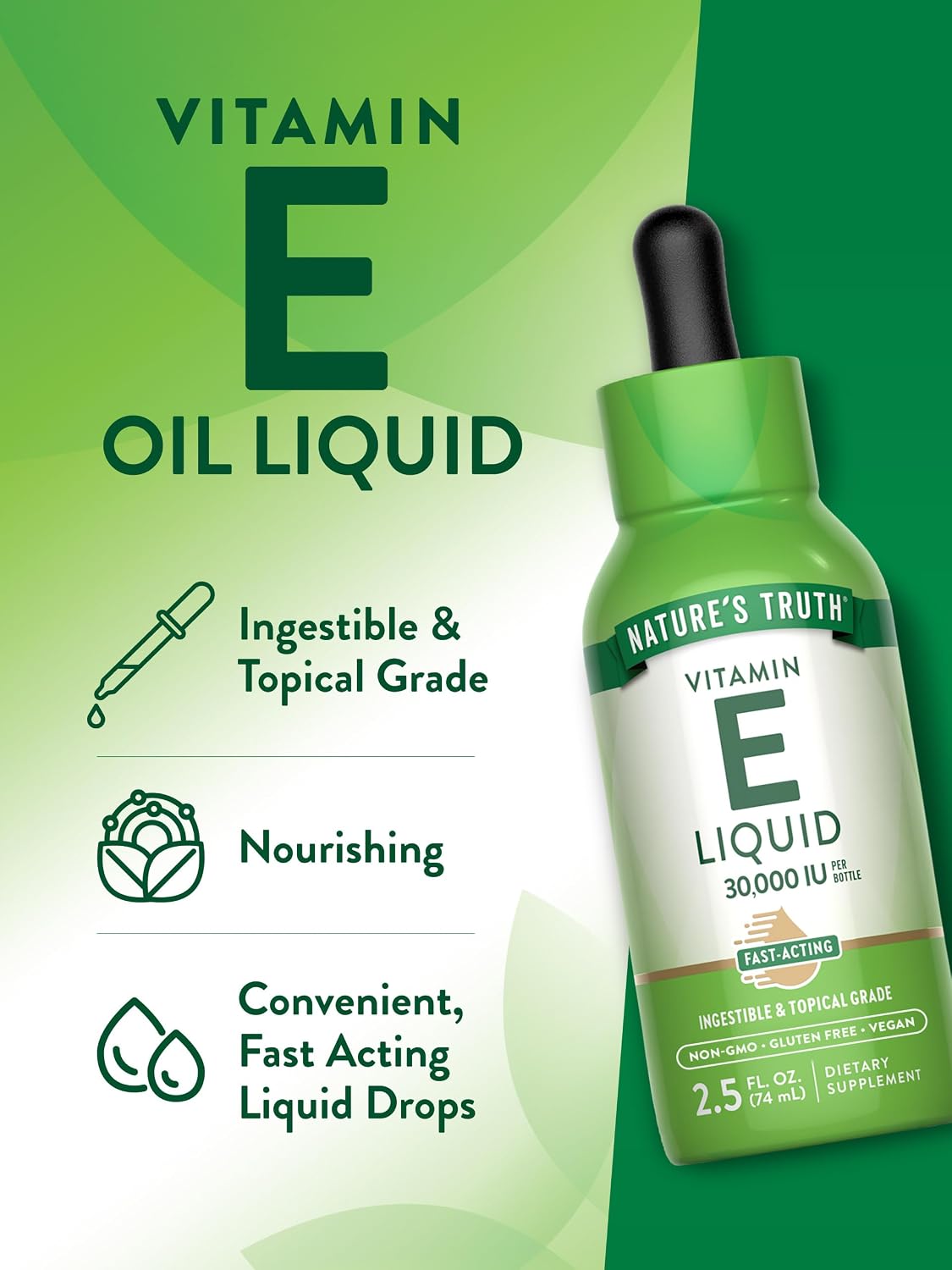 Nature's Truth Vitamin E Oil Supplement, 30,000 IU, 74 ml - Ingestible & Topical Grade - görsel 5