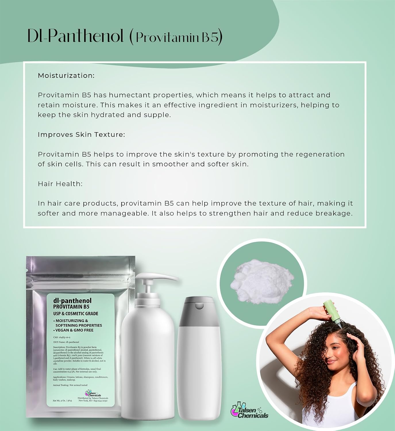 Provitamin B5 Powder dl-Panthenol DIY Panthenol Solution and Panthenol for Hair and Skin Moisturiser (56 g) - görsel 3