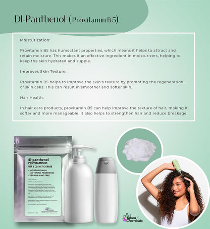 Provitamin B5 Powder dl-Panthenol DIY Panthenol Solution and Panthenol for Hair and Skin Moisturiser (56 g)