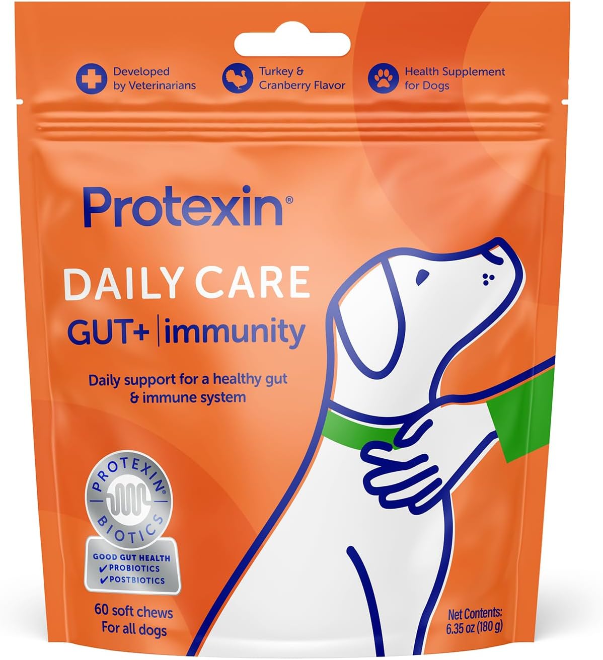 Protexin Daily Care Gut+ Immunity Dog Chews – Probiotics & Postbiotics, Turkey & Cranberry, 60 Count - görsel 1