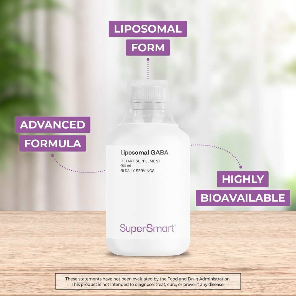 Supersmart - Liposomal GABA 500mg per Day with L-Theanine - Natural Lemon Flavour - 250 ml - görsel 3