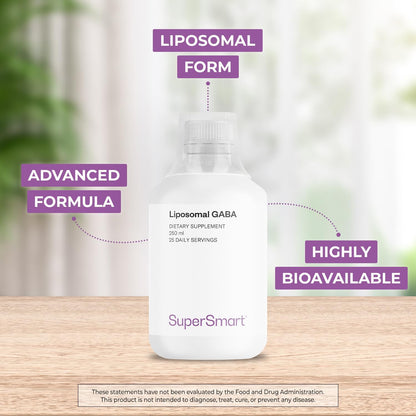 Supersmart - Liposomal GABA 500mg per Day with L-Theanine - Natural Lemon Flavour - 250 ml