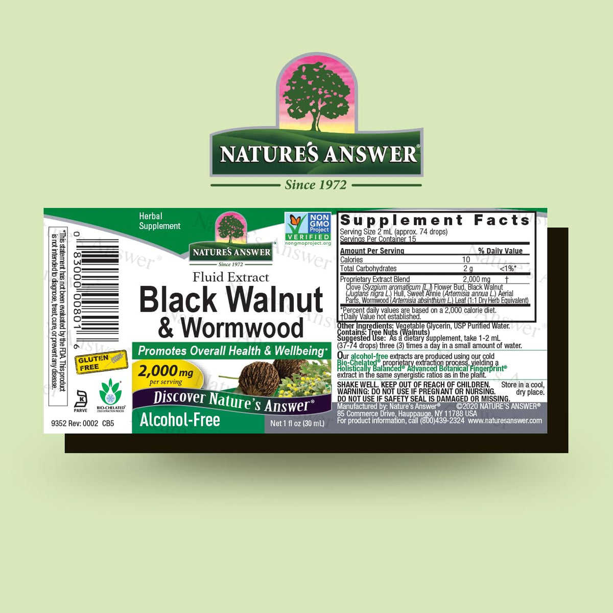 Nature's Answer Black Walnut and Wormwood Complex - Super Concentrated 2,000mg - Vegan, Non-GMO, Gluten-Free, Alcohol-Free - 1 oz - görsel 2