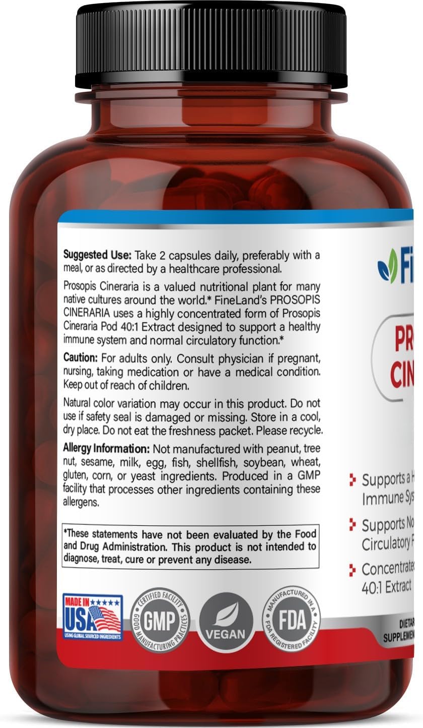 FineLand Prosopis Cineraria – Full Spectrum – Supports Cholesterol, Circulation & Arterial Health – 60 Vegan Capsules - görsel 6