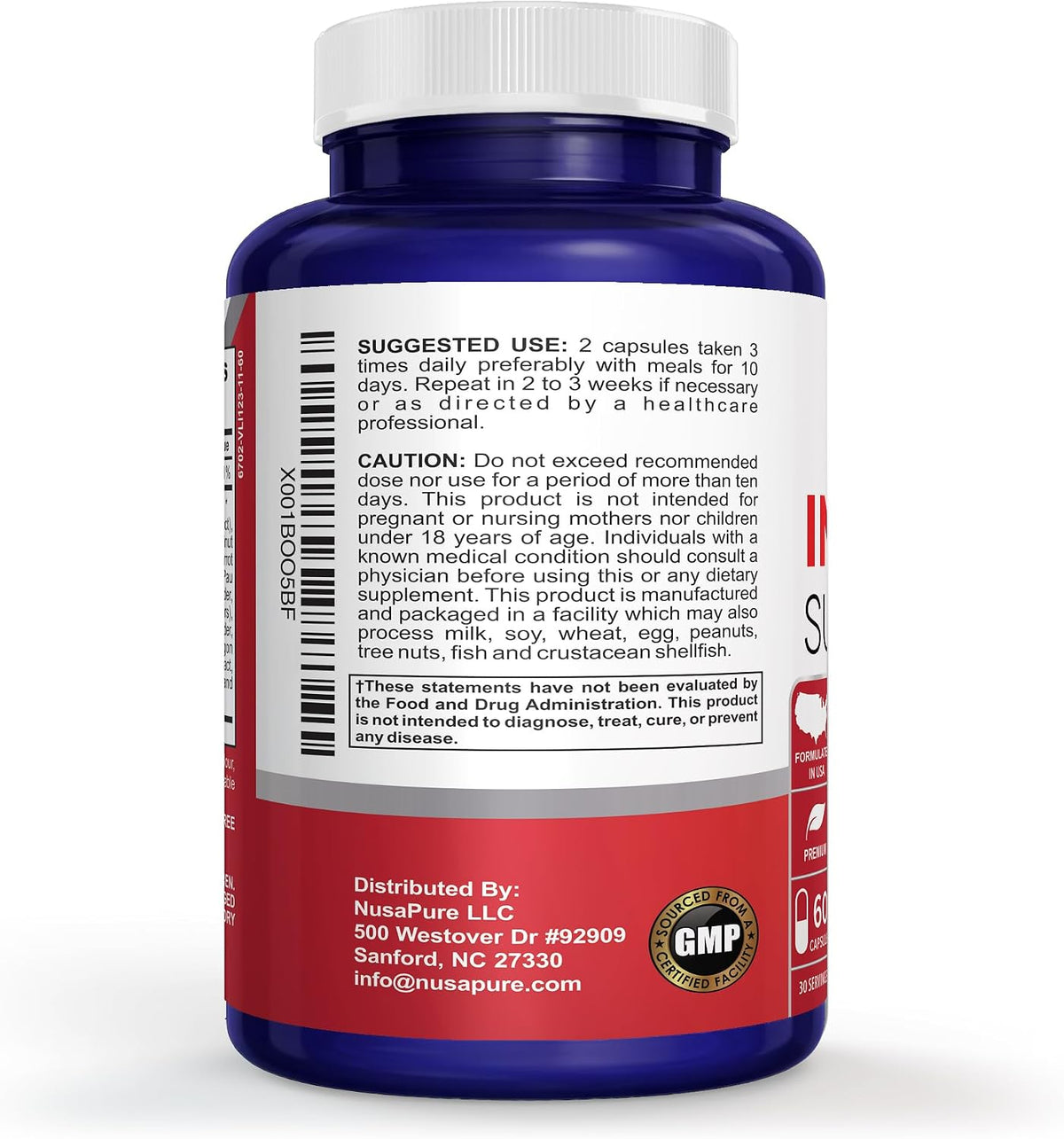 NusaPure Intestinal Support for Humans - Non-GMO, Wormwood, Garlic, Black Walnut Hull, 60 Capsules - görsel 3