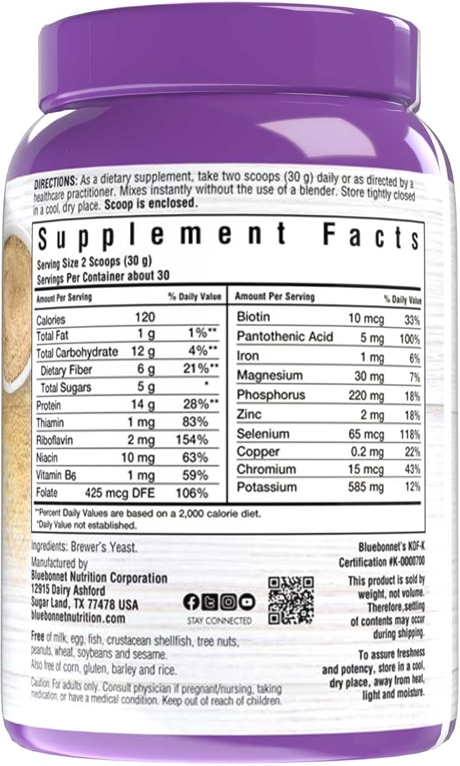 Bluebonnet Nutrition Super Earth Brewers Yeast Powder, 907 g - görsel 2
