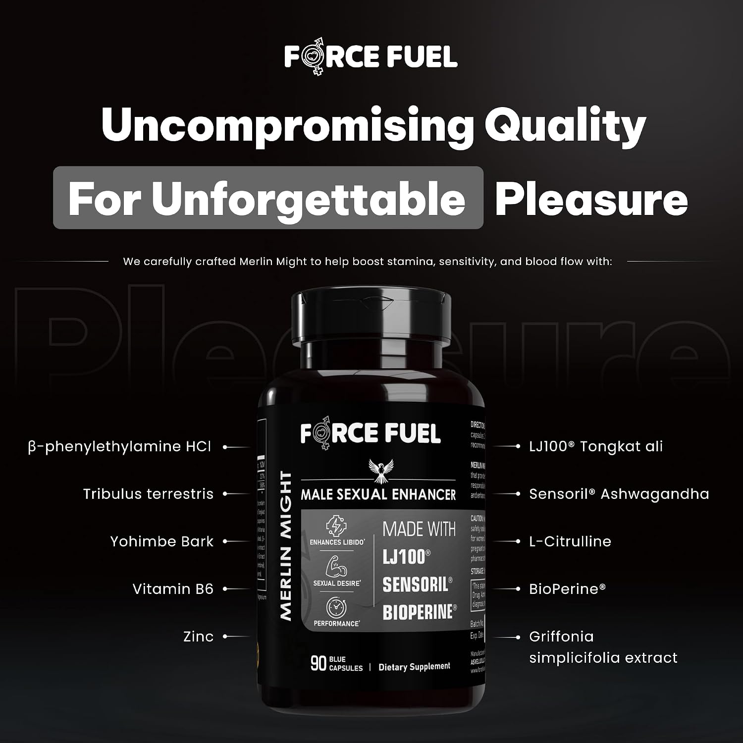 Force Fuel Merlin Might – Male Performance Support Supplement with Tongkat Ali and Ashwagandha - görsel 4