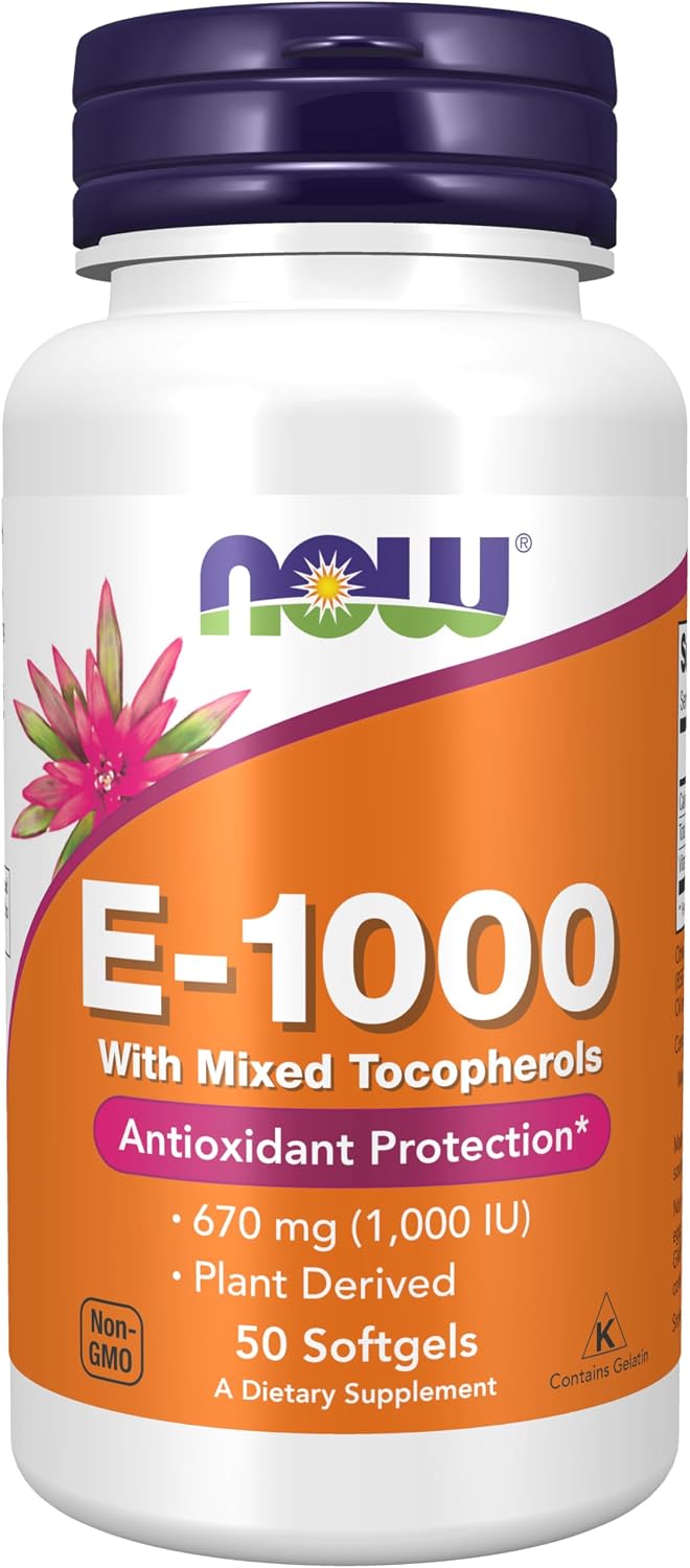 NOW Foods Vitamin E-1,000 IU Mixed Tocopherols, 100 Softgels - görsel 9