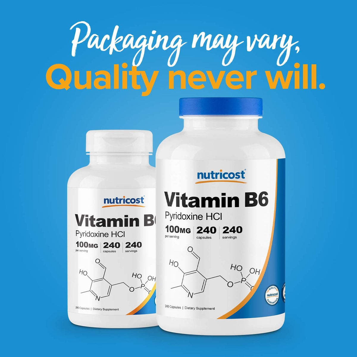 Nutricost Vitamin B6 (Pyridoxine HCl) 100mg, 240 Capsules (3 Bottles) - görsel 3