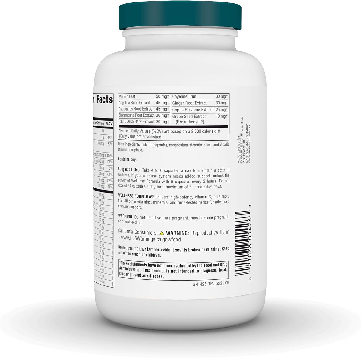 Source Naturals Wellness Formula Bio-Aligned Vitamins & Herbal Defence – 240 Capsules - görsel 3