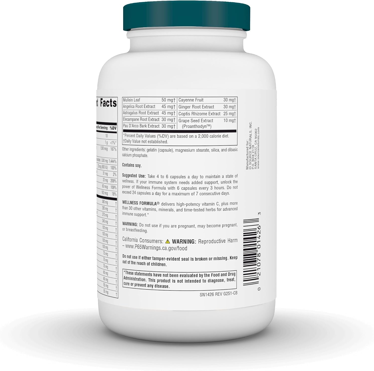 Source Naturals Wellness Formula Bio-Aligned Vitamins & Herbal Defence – 240 Capsules - görsel 3