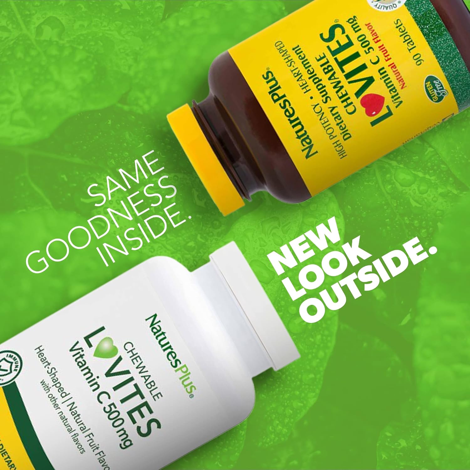 NaturesPlus Lovites Chewable Vitamin C - 500mg, Natural Fruit Flavour, 90 Heart-Shaped Tablets - görsel 2