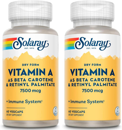 SOLARAY Dry Form Vitamin A - Beta Carotene & Retinyl Palmitate - 60 Veg Caps