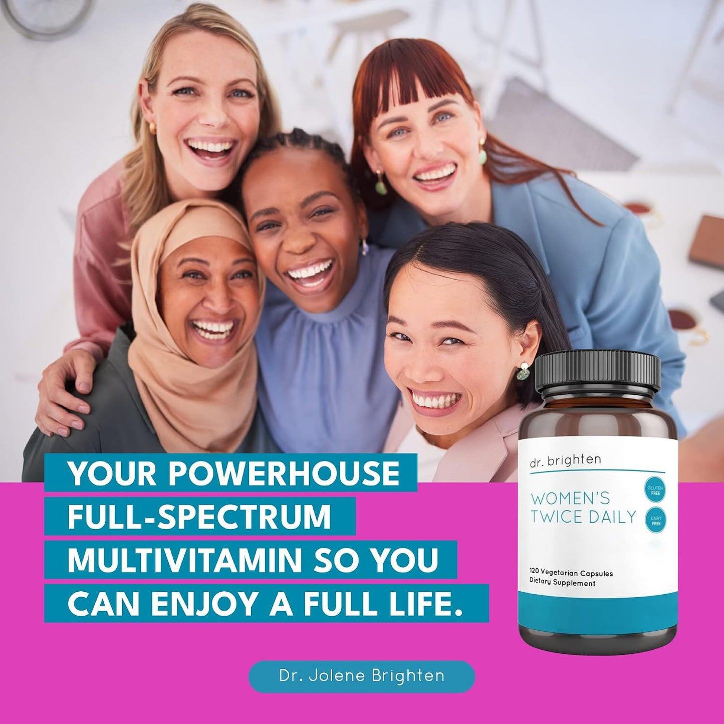 Dr. Brighten Women’s Twice Daily — Premium Women’s Multivitamin, Full-Spectrum with No Iron, Unique Nutrients, Higher B Vitamins — 120 Capsules - görsel 7