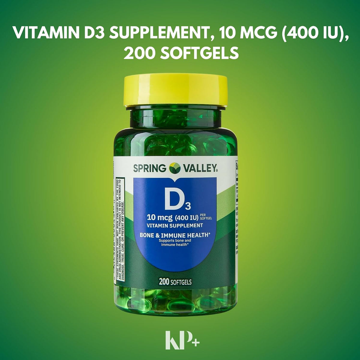 Vitamin D3 Soft gel capsules, Vitamin D3 10MCG (400 IU), 200 Count - görsel 3