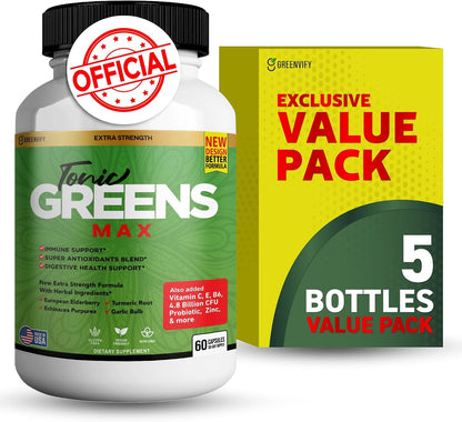 Tonic Greens Max, Extra Strength Immune Support Supplement, 60 Capsules