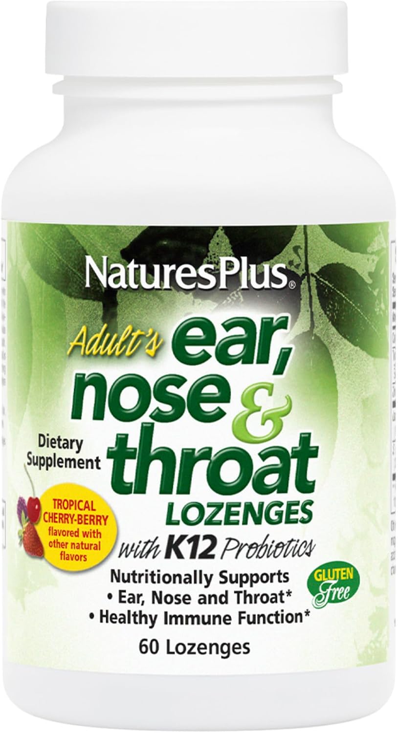 NaturesPlus Adult's Ear, Nose and Throat Lozenges with K12 Probiotics - 60 Lozenges - görsel 1