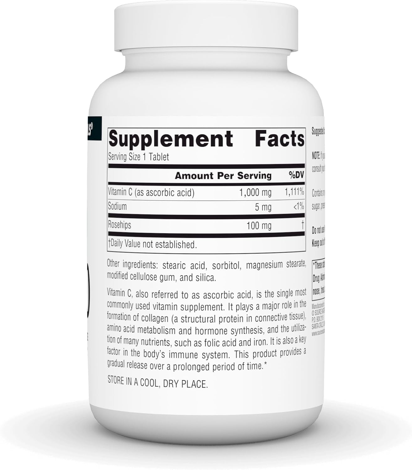 Source Naturals C-1000 with Rose Hips - 1000 mg Time-Release Vitamin C - 100 Tablets - görsel 2