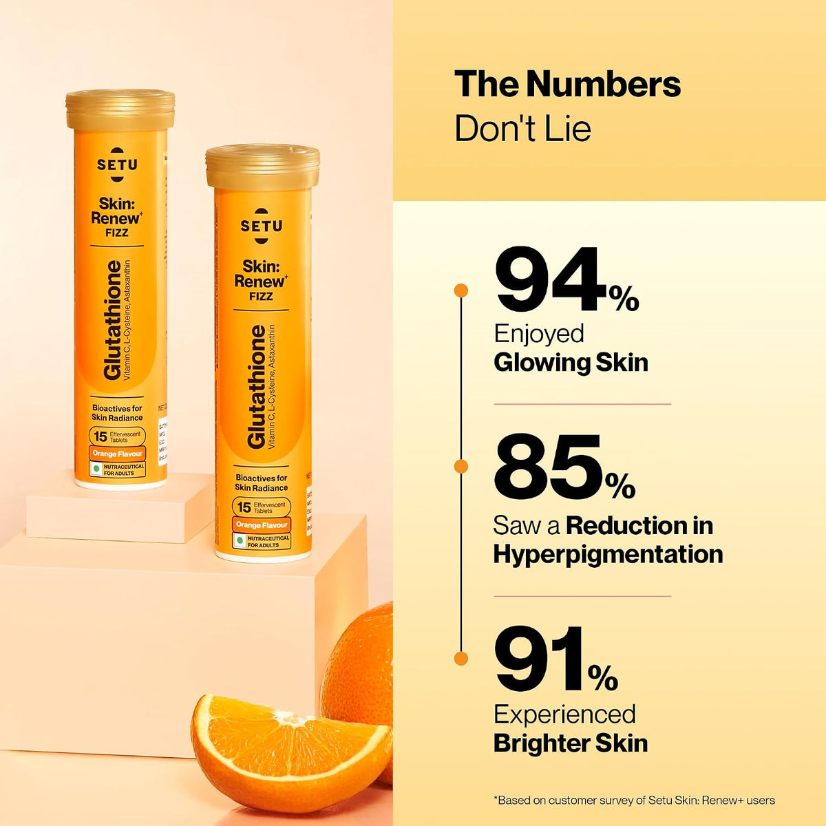 SETU Skin Renew Glutathione with Vitamin C Effervescent Tablets, Sugar-Free Orange, 30 Effervescent Tablets - görsel 4