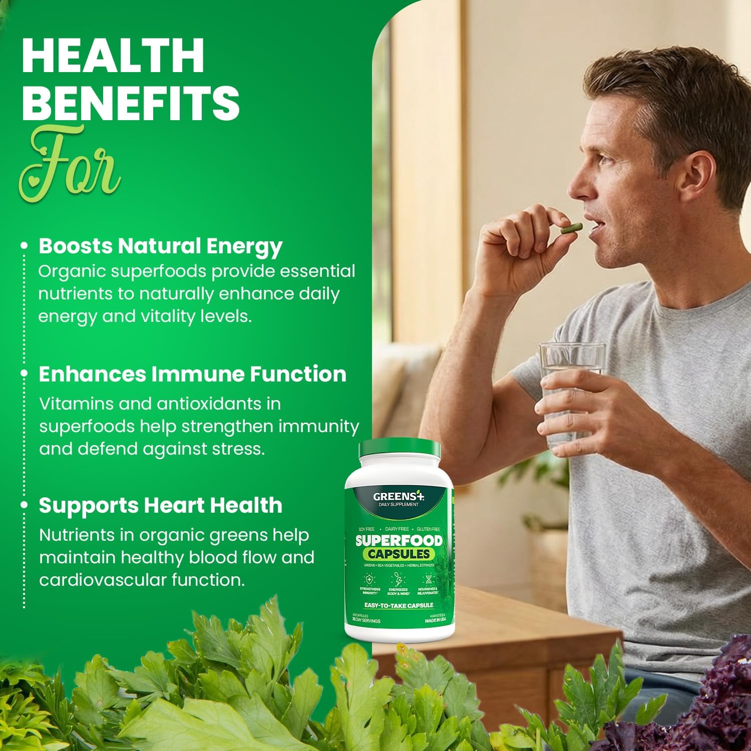 Greens+ Organic Superfood Capsules – 240 Count - görsel 6