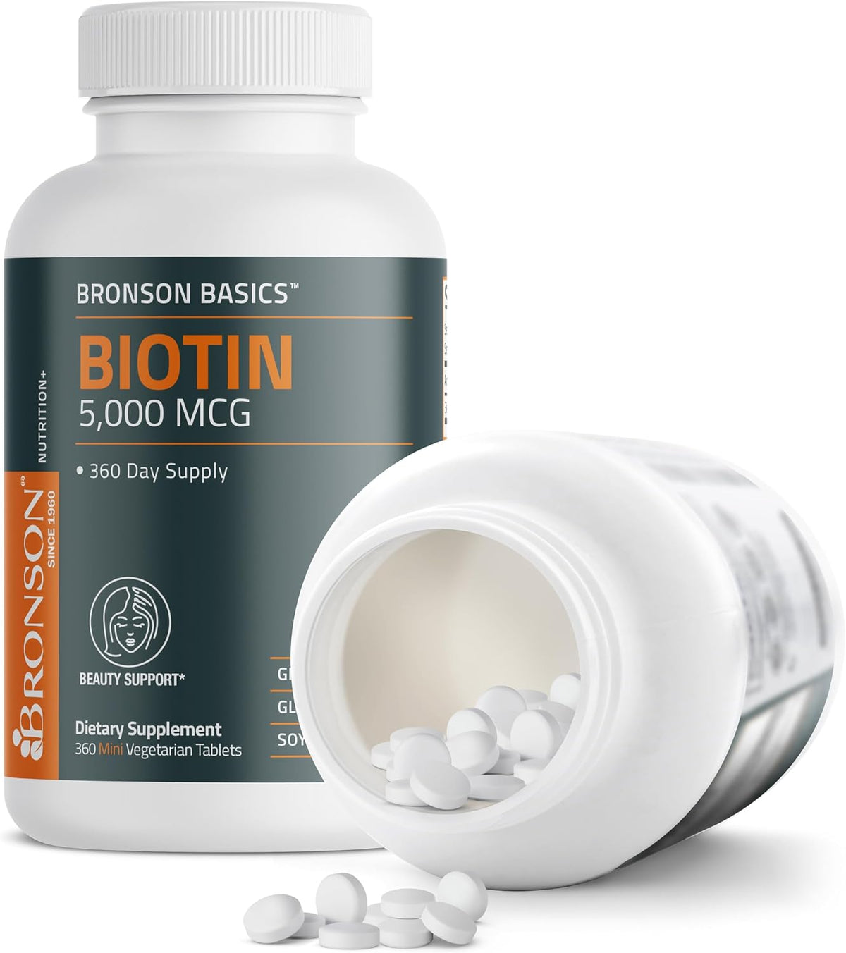 Bronson Biotin 5,000 mcg – High Potency for Healthy Hair, Skin and Nails – 360 Vegetarian Tablets - görsel 4