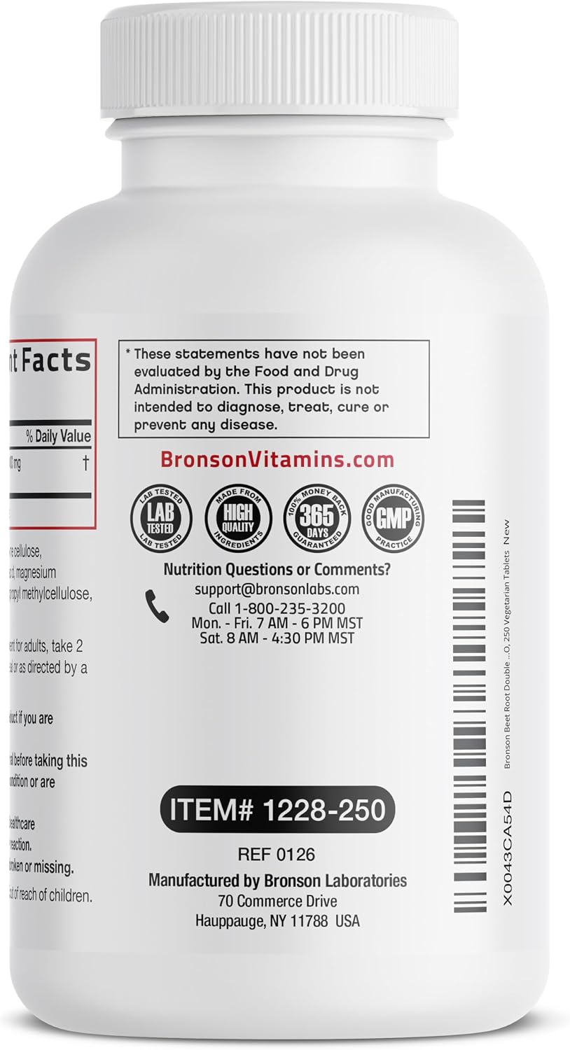 Bronson Beet Root Double Strength, Non-GM, 250 Vegetarian Tablets - görsel 5