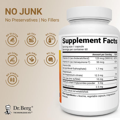 Dr. Berg Maximum Strength 7-in-1 Vitamin D3 K2 5000 IU – 60 Capsules