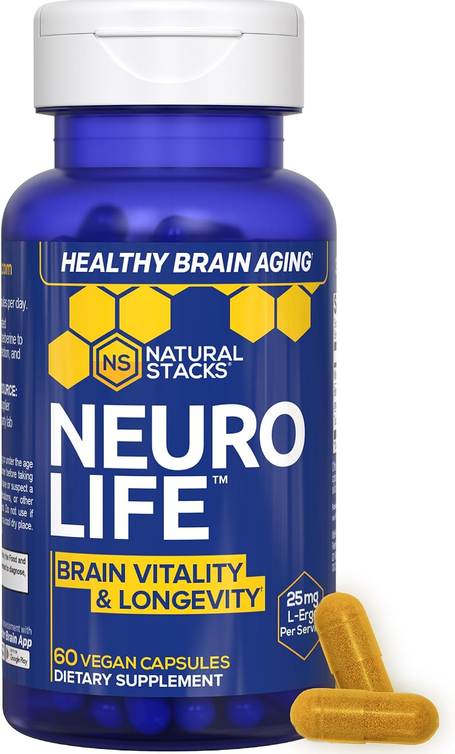 NeuroLife Longevity Supplement - 500mg Taurine & 400mg Berberine - with MitoPrime L-Ergothioneine - 60 Capsules - görsel 1