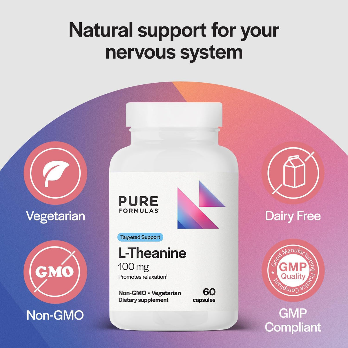 PureFormulas L-Theanine 100 mg, Stress Relief & Focus Support, 60 Vegetarian Capsules - görsel 3