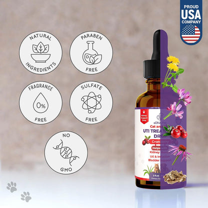 EDNA HOME Cranberry Urinary Support Drops for Dogs and Cats – 60 ml
