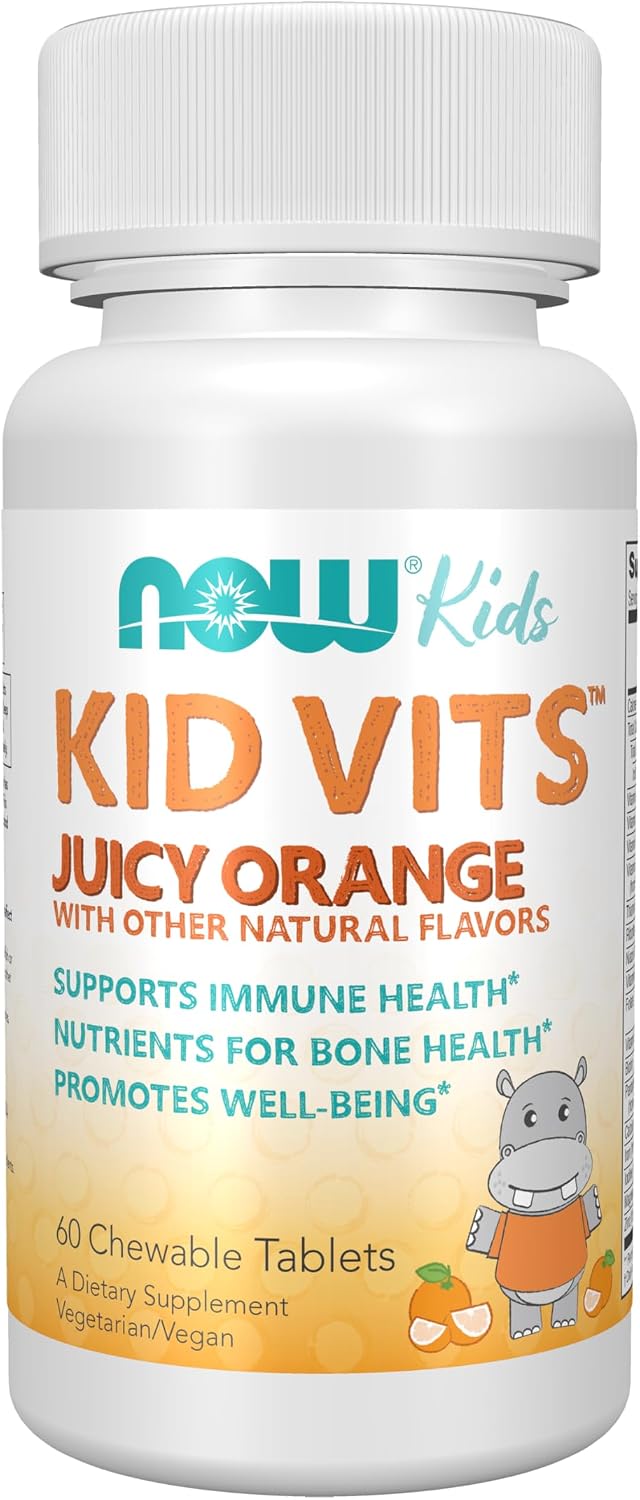 Now Kids Supplements, Kid Vits Multivitamin, Juicy Orange, 60 Chewable Tablets - görsel 1