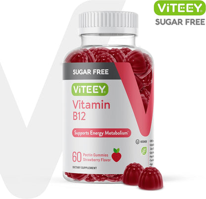 Viteey Vitamin B12 Gummies for Adults and Teens 1000mcg, Sugar Free