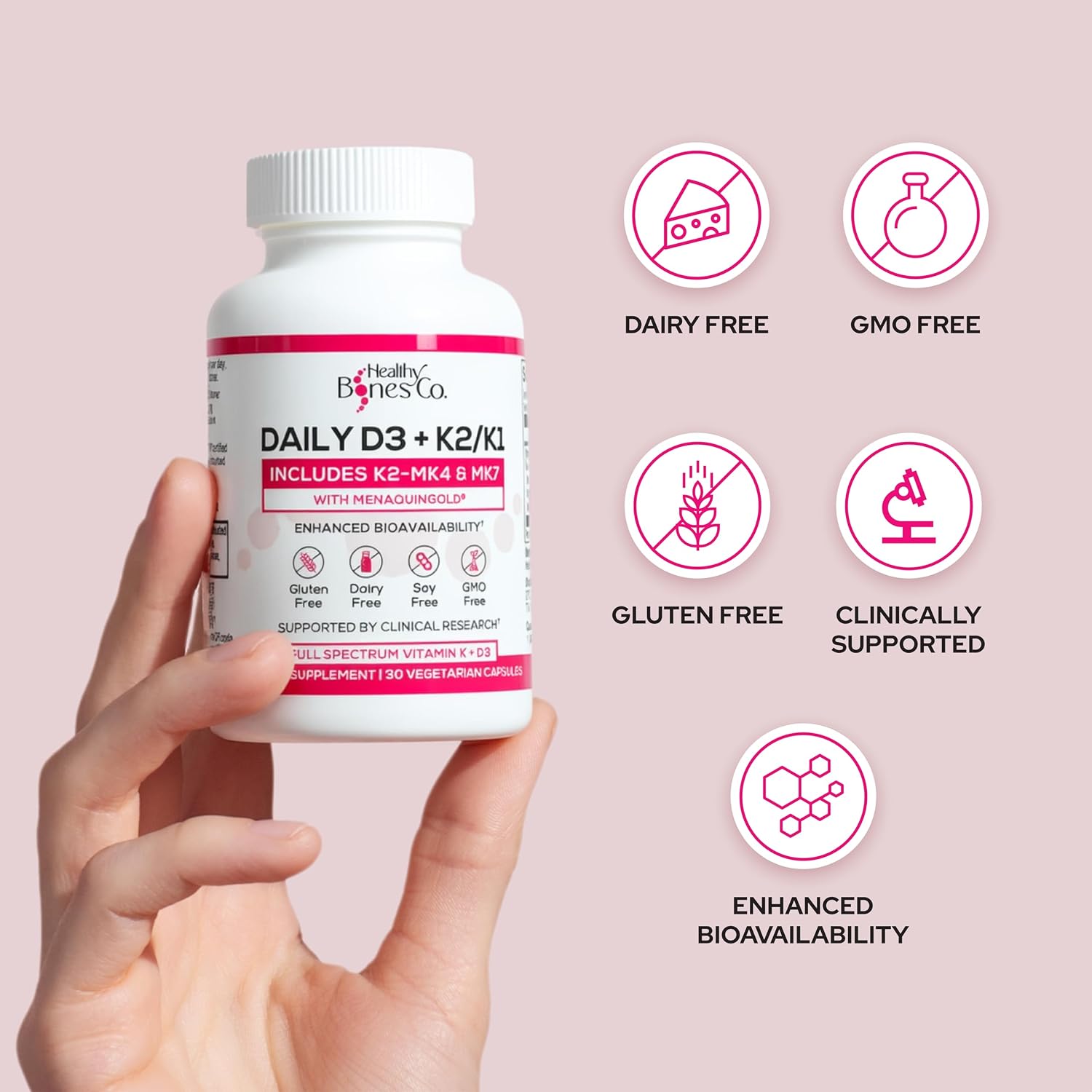 Premium D3 K2 - Full Spectrum Vitamin D3 K2, 2000 IU D3 + MK7 + MK4 + K1, 30 Capsules - görsel 6