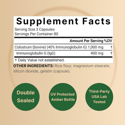 NatureBell Bovine Colostrum Supplement – 1,000mg per Serving, 240 Capsules