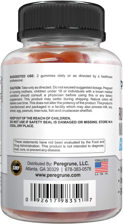 PEREGRUNE Runner Multivitamin Gummies – Daily Vitamin for Runners (Vitamins A, C, D, E, B Complex) – 50% Less Sugar