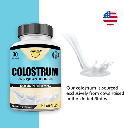 Happi Mi Nutrition Colostrum Capsules 1000mg – Immune & Gut Health, 60 Capsules