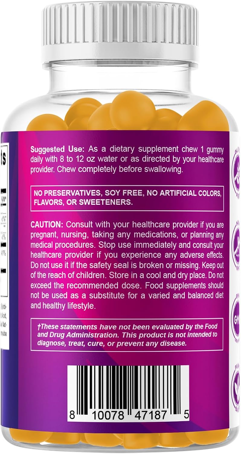 Vitamatic Folic Acid Gummies 1000 mcg (1 mg) – Vitamin B9 (1667 mcg DFE) – Sugar Free – Prenatal & Cellular Health Support – Natural Orange Flavour – Vegan, Non-GM – 120 Gummies - görsel 9