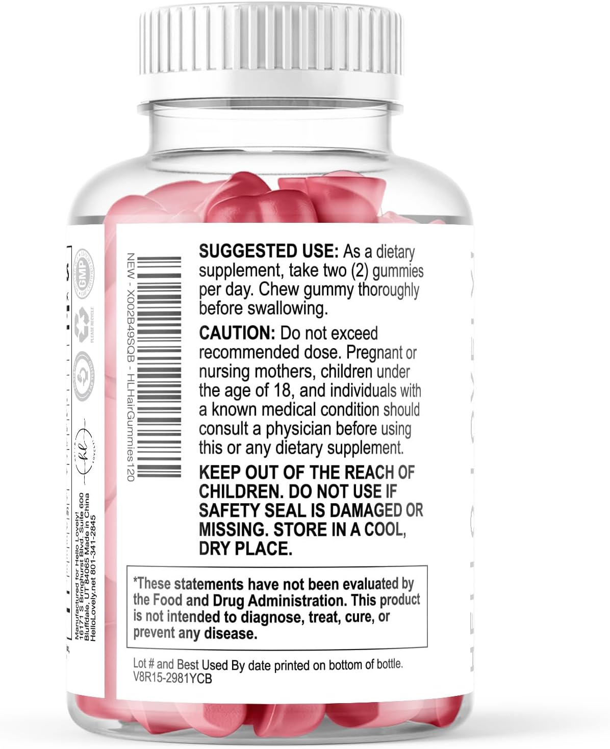 Hair Vitamin Gummies with Biotin – Vitamins E, C & Zinc for Normal Hair and Skin, Premium Vegetarian & Non-GMO – Natural Support for Healthy-Looking Hair, Skin & Nails – 120 Gummy Bears - görsel 8